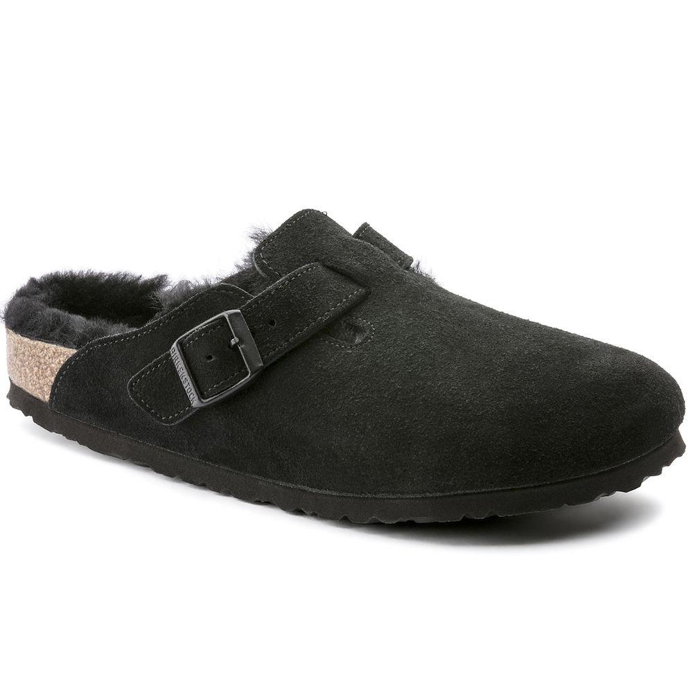 Birkenstock Women's Boston Black Suede/Shearling