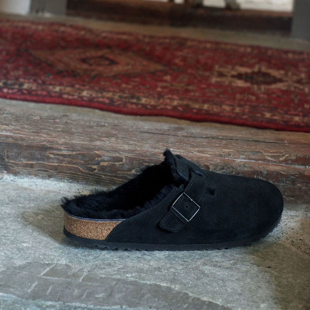 Birkenstock Women's Boston Black Suede/Shearling