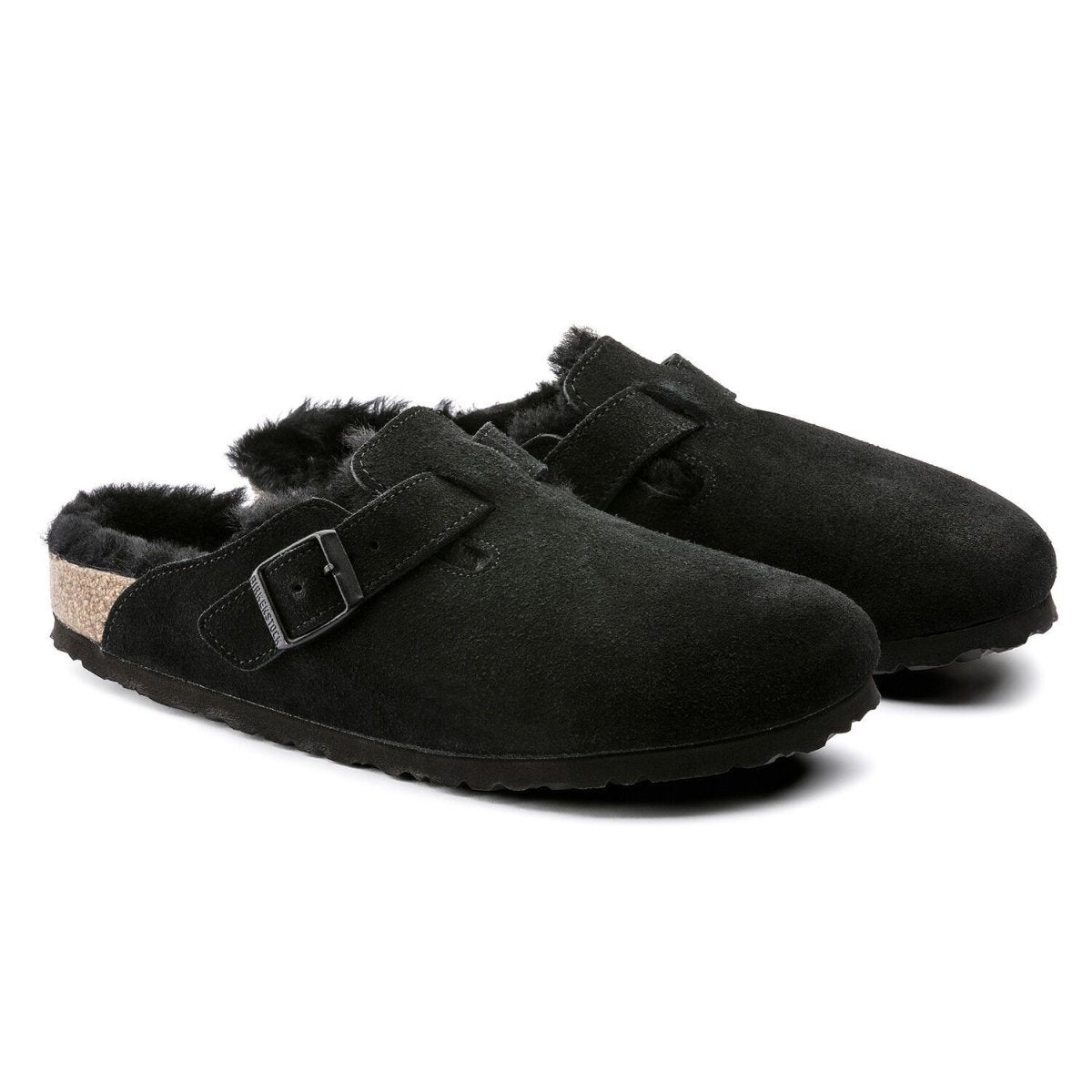 Birkenstock Women's Boston Black Suede/Shearling